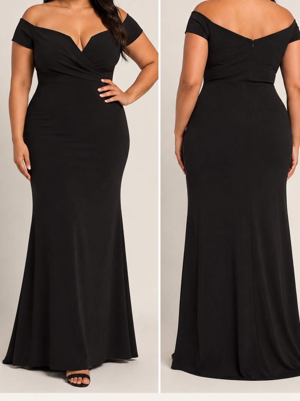 Lulus XL Black Off-the-Shoulder Mermaid Maxi Gown Formal Dress